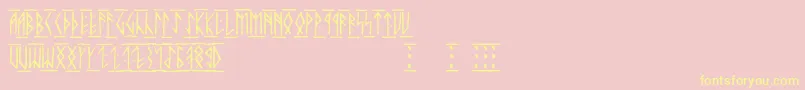 Runicaltc-Schriftart – Gelbe Schriften auf rosa Hintergrund