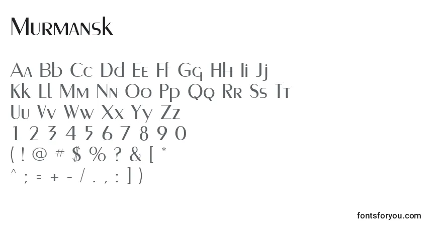 A fonte Murmansk – alfabeto, números, caracteres especiais