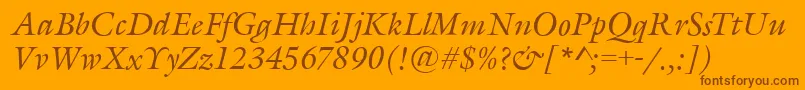 Weitere Informationen zur GarethItalic-Schriftart GarethItalic-Schriftart – Braune Schriften auf orangefarbenem Hintergrund