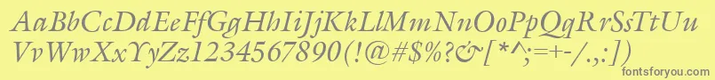 GarethItalic-Schriftart – Graue Schriften auf gelbem Hintergrund