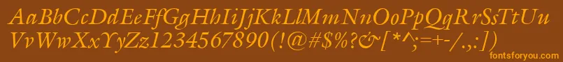 Fonte GarethItalic – fontes laranjas em um fundo marrom