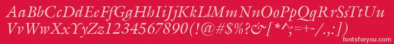 GarethItalic Font – Pink Fonts on Red Background