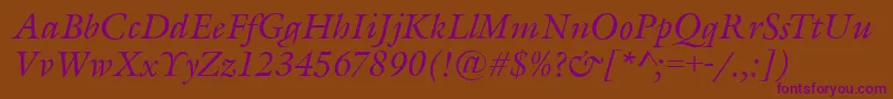 GarethItalic-Schriftart – Violette Schriften auf braunem Hintergrund