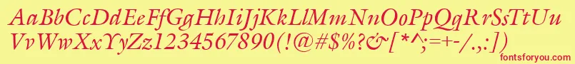 GarethItalic Font – Red Fonts on Yellow Background