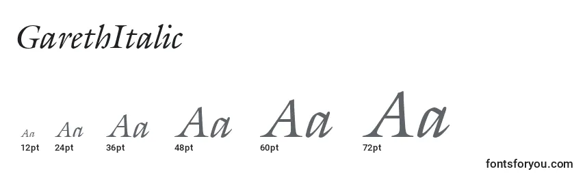 Размеры шрифта GarethItalic
