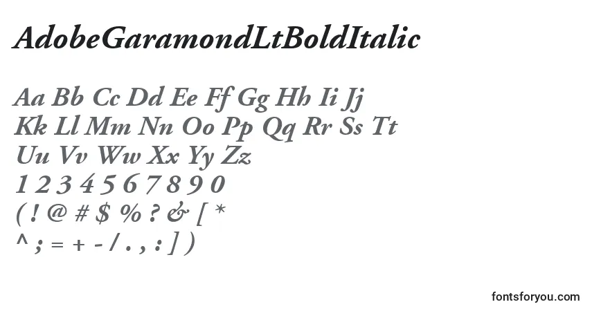 Шрифт AdobeGaramondLtBoldItalic – алфавит, цифры, специальные символы