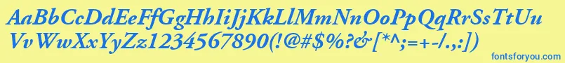 AdobeGaramondLtBoldItalic Font – Blue Fonts on Yellow Background