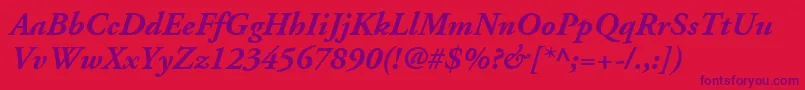 Czcionka AdobeGaramondLtBoldItalic – fioletowe czcionki na czerwonym tle