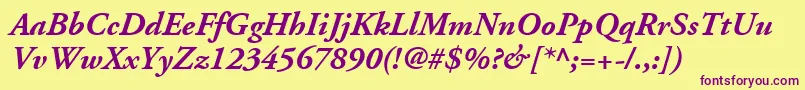 AdobeGaramondLtBoldItalic Font – Purple Fonts on Yellow Background