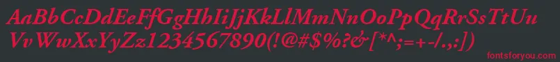 AdobeGaramondLtBoldItalic Font – Red Fonts on Black Background