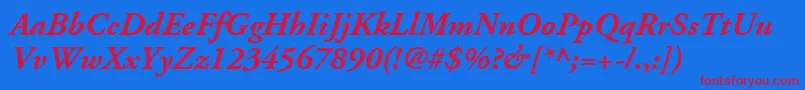 AdobeGaramondLtBoldItalic Font – Red Fonts on Blue Background