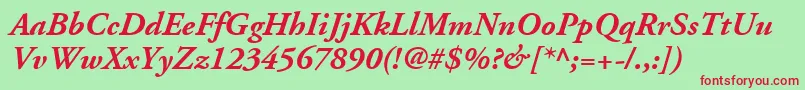 AdobeGaramondLtBoldItalic Font – Red Fonts on Green Background