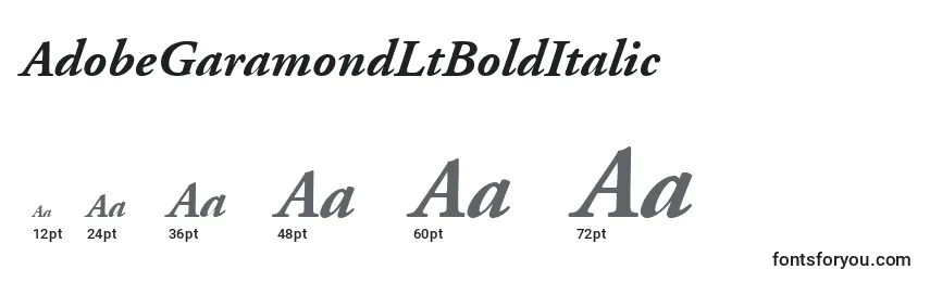 Größen der Schriftart AdobeGaramondLtBoldItalic