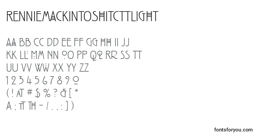 A fonte RenniemackintoshitcTtLight – alfabeto, números, caracteres especiais