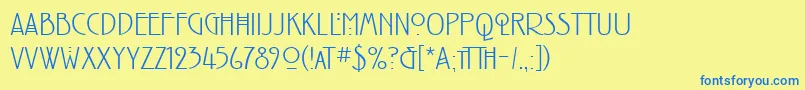 フォントRenniemackintoshitcTtLight – 青い文字が黄色の背景にあります。