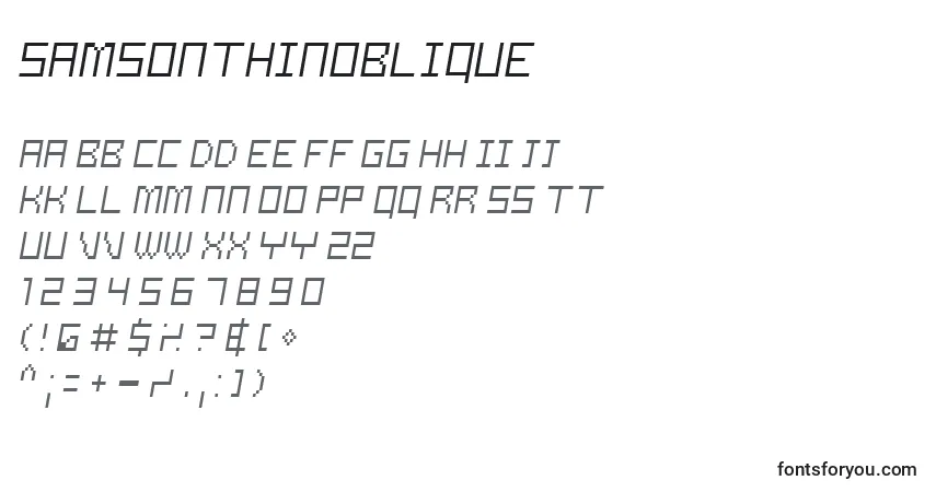 Шрифт SamsonThinoblique – алфавит, цифры, специальные символы