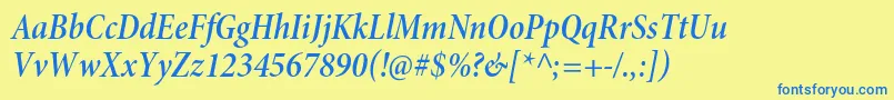 MinionproSemiboldcnitsubh Font – Blue Fonts on Yellow Background