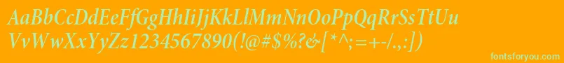 MinionproSemiboldcnitsubh Font – Green Fonts on Orange Background