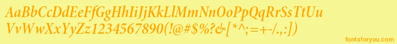 MinionproSemiboldcnitsubh Font – Orange Fonts on Yellow Background