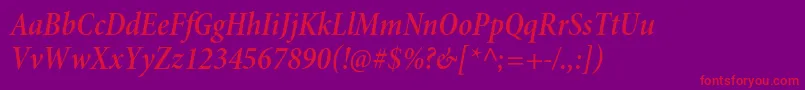 MinionproSemiboldcnitsubh Font – Red Fonts on Purple Background