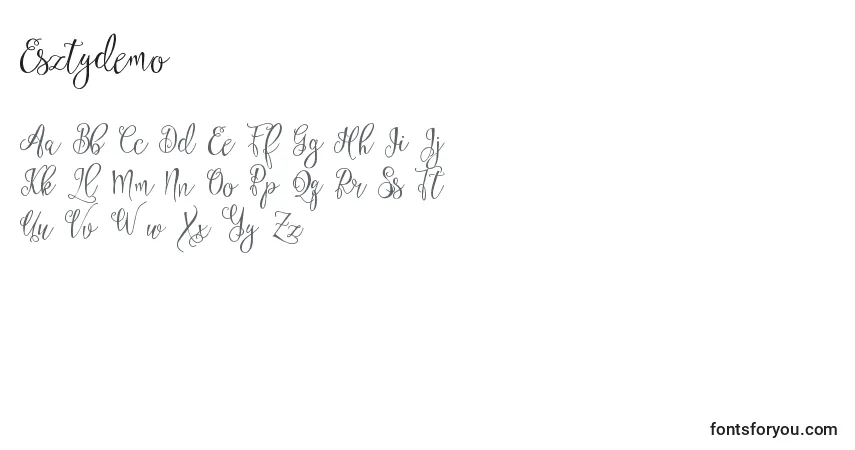 Czcionka Esztydemo – alfabet, cyfry, specjalne znaki