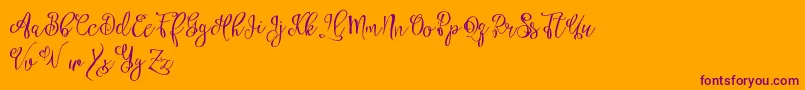 Esztydemo-Schriftart – Violette Schriften auf orangefarbenem Hintergrund