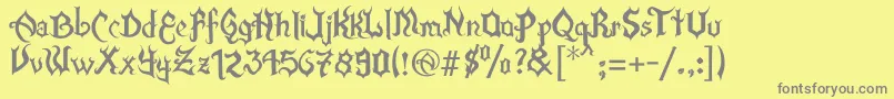 XFlamaEspinaV2-Schriftart – Graue Schriften auf gelbem Hintergrund
