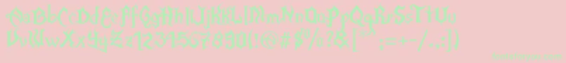 Fonte XFlamaEspinaV2 – fontes verdes em um fundo rosa