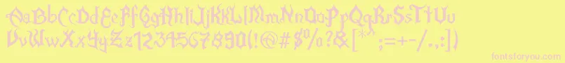 Fonte XFlamaEspinaV2 – fontes rosa em um fundo amarelo