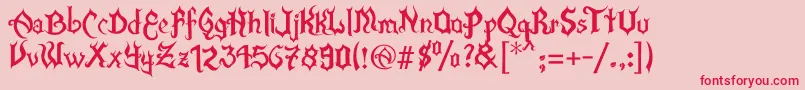 フォントXFlamaEspinaV2 – ピンクの背景に赤い文字