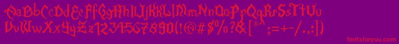 フォントXFlamaEspinaV2 – 紫の背景に赤い文字