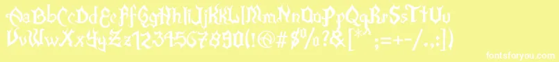フォントXFlamaEspinaV2 – 黄色い背景に白い文字