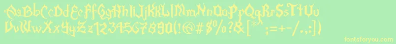 XFlamaEspinaV2-Schriftart – Gelbe Schriften auf grünem Hintergrund