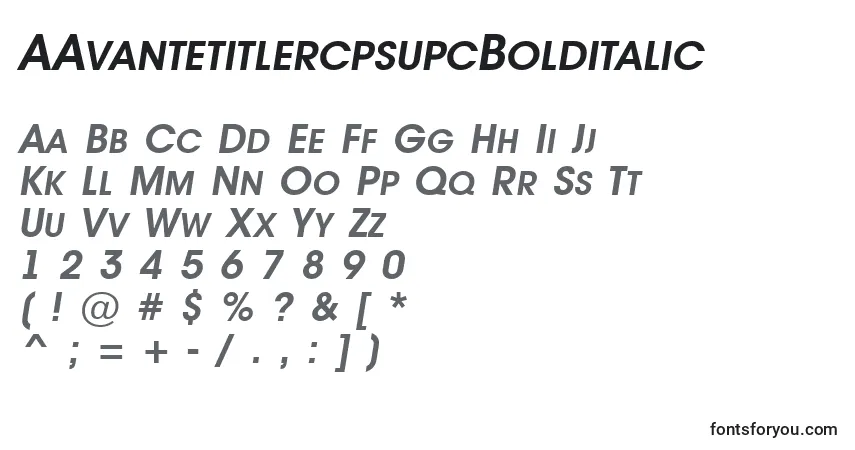 Schriftart AAvantetitlercpsupcBolditalic – Alphabet, Zahlen, spezielle Symbole
