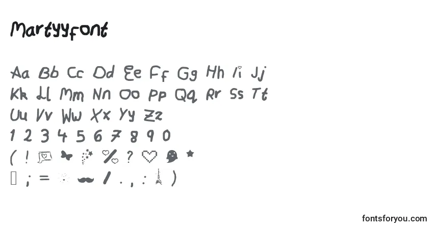 Schriftart Martyyfont – Alphabet, Zahlen, spezielle Symbole