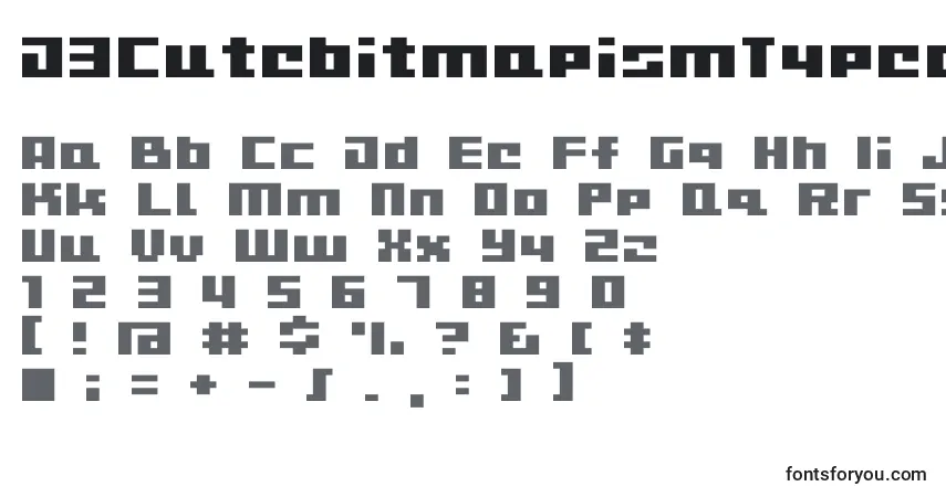 Schriftart D3CutebitmapismTypea – Alphabet, Zahlen, spezielle Symbole