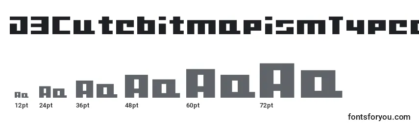 Размеры шрифта D3CutebitmapismTypea