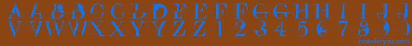 フォントDrunkenconstructor – 茶色の背景に青い文字