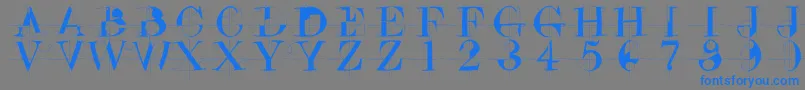 フォントDrunkenconstructor – 灰色の背景に青い文字