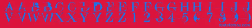 フォントDrunkenconstructor – 赤い背景に青い文字