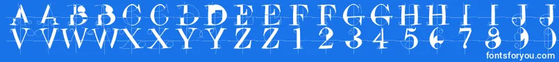 フォントDrunkenconstructor – 青い背景に白い文字