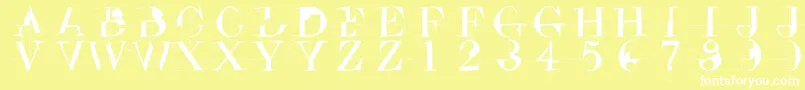 フォントDrunkenconstructor – 黄色い背景に白い文字