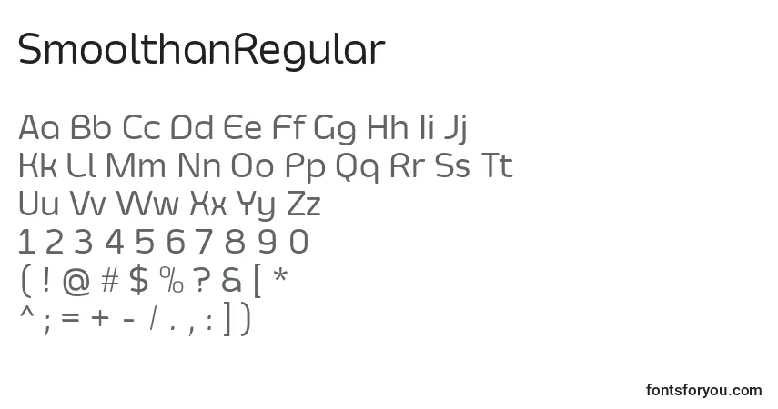 A fonte SmoolthanRegular – alfabeto, números, caracteres especiais