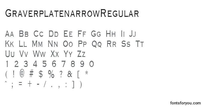 GraverplatenarrowRegular Font – alphabet, numbers, special characters