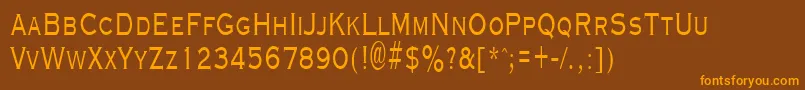 GraverplatenarrowRegular-Schriftart – Orangefarbene Schriften auf braunem Hintergrund