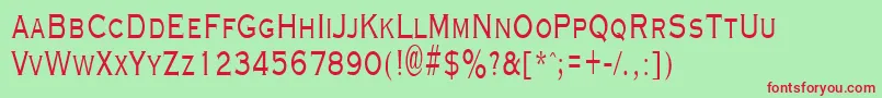 GraverplatenarrowRegular Font – Red Fonts on Green Background
