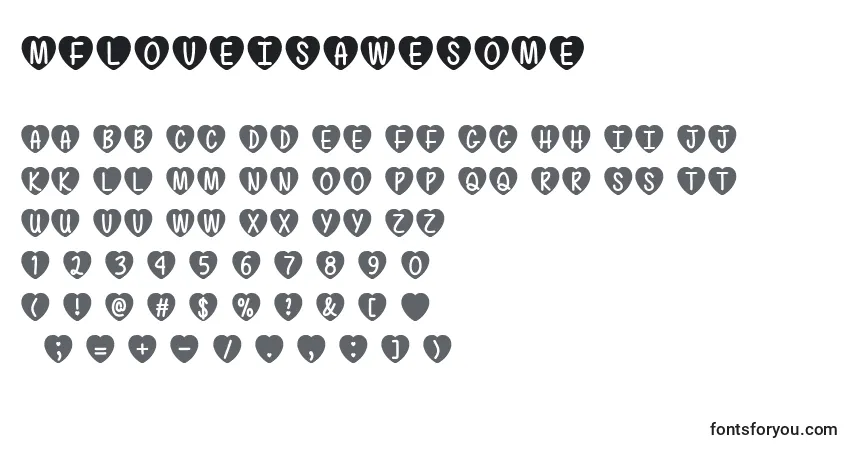 Шрифт MfLoveIsAwesome – алфавит, цифры, специальные символы