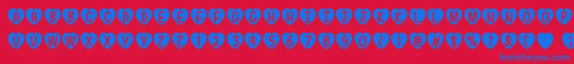 MfLoveIsAwesome-Schriftart – Blaue Schriften auf rotem Hintergrund