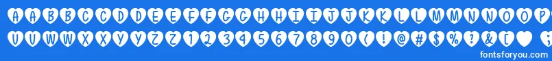 Fonte MfLoveIsAwesome – fontes brancas em um fundo azul
