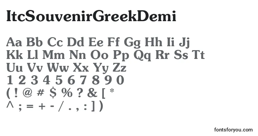 Шрифт ItcSouvenirGreekDemi – алфавит, цифры, специальные символы